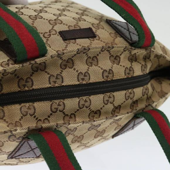 GUCCI GG Canvas Web Sherry Line Hand Bag Beige Red Green 181228 Auth ep4035 - Picture 6 of 16